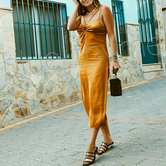 Zara WOMANS SILKY Satin Strappy Dress - Picture 6 of 7